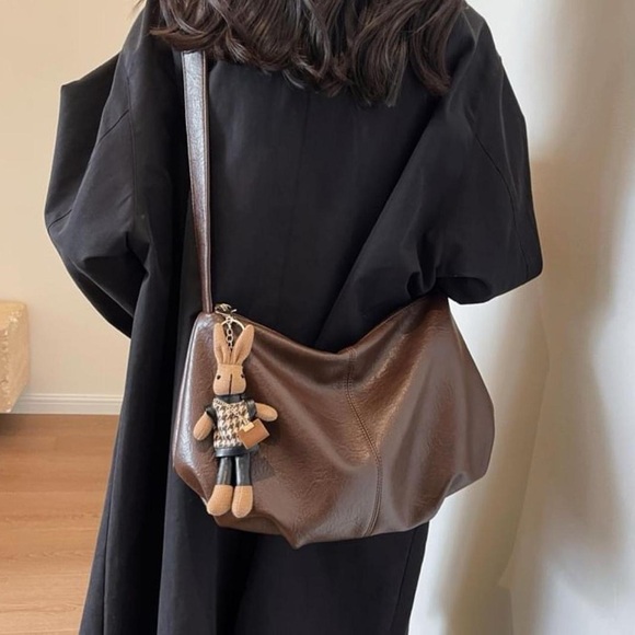 Plain Faux Leather Crossbody Bag - Picture 1 of 5